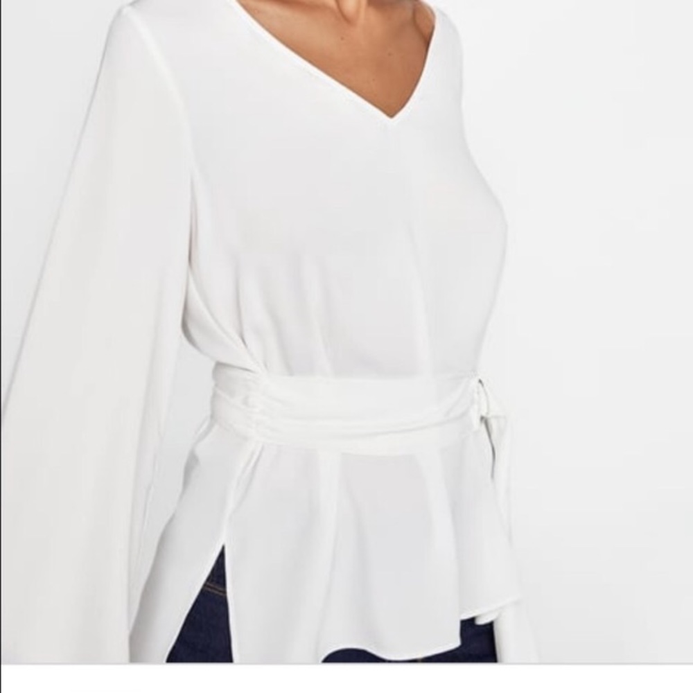 Zara bell sleeve tie top